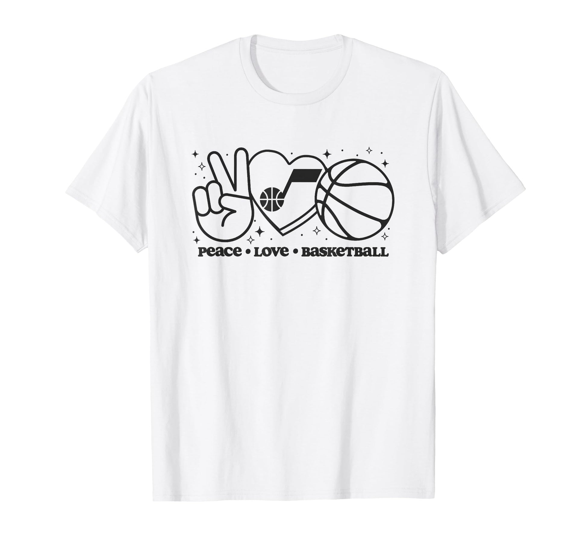 Nba Utah Jazz Peace Love T-Shirt - Casual Everyday Wear for Adults - T-Shirt, Sweatshirt, Hoodie