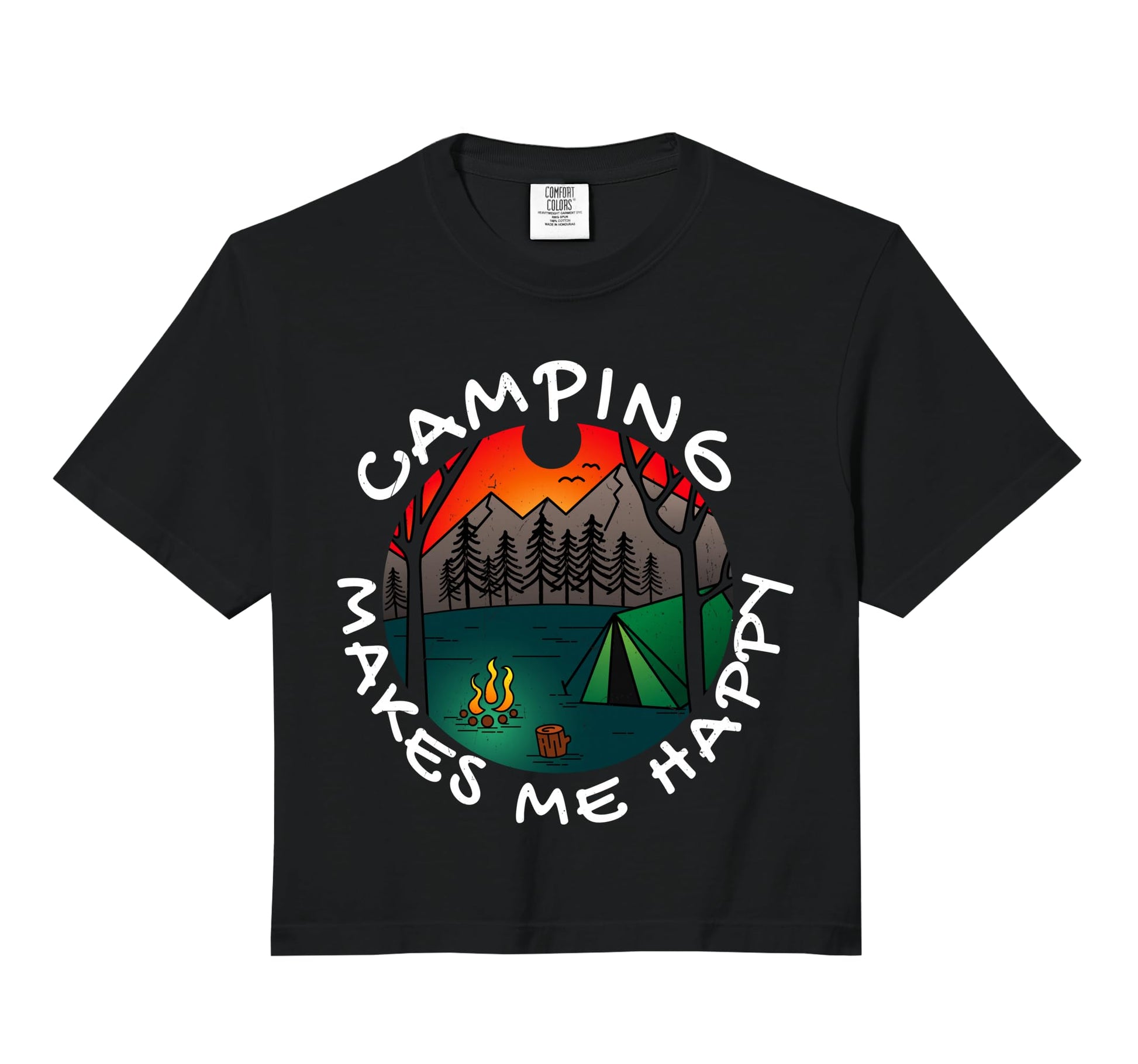 Camping Makes Me Happy Campfire Gift T-Shirt - Unique Graphic for Adults - T-Shirt, Sweatshirt, Hoodie