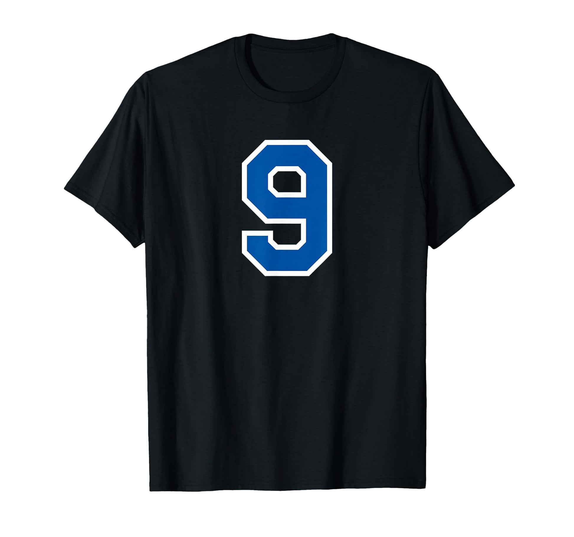 Number 9 Varsity White Blue Sports Team T-Shirt - Minimalist Print Unisex - T-Shirt, Sweatshirt, Hoodie