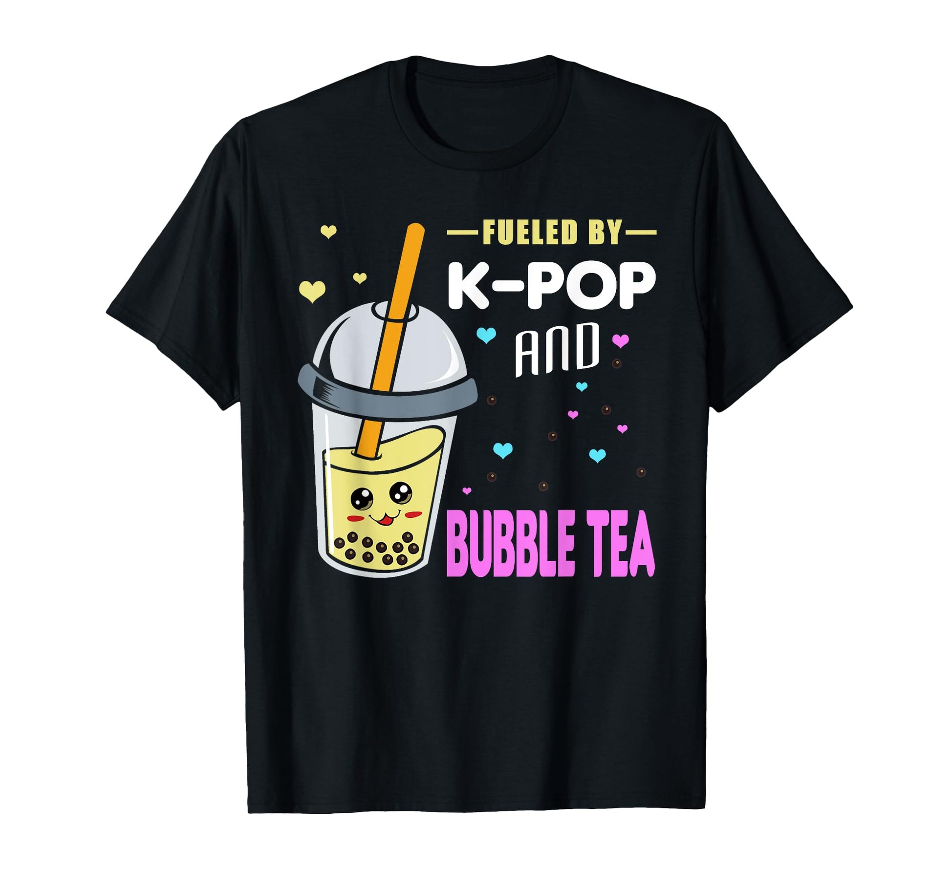 Fueled K Pop And Bubble Tea Otaku T-Shirt - Graphic Print for Adults - T-Shirt, Sweatshirt, Hoodie