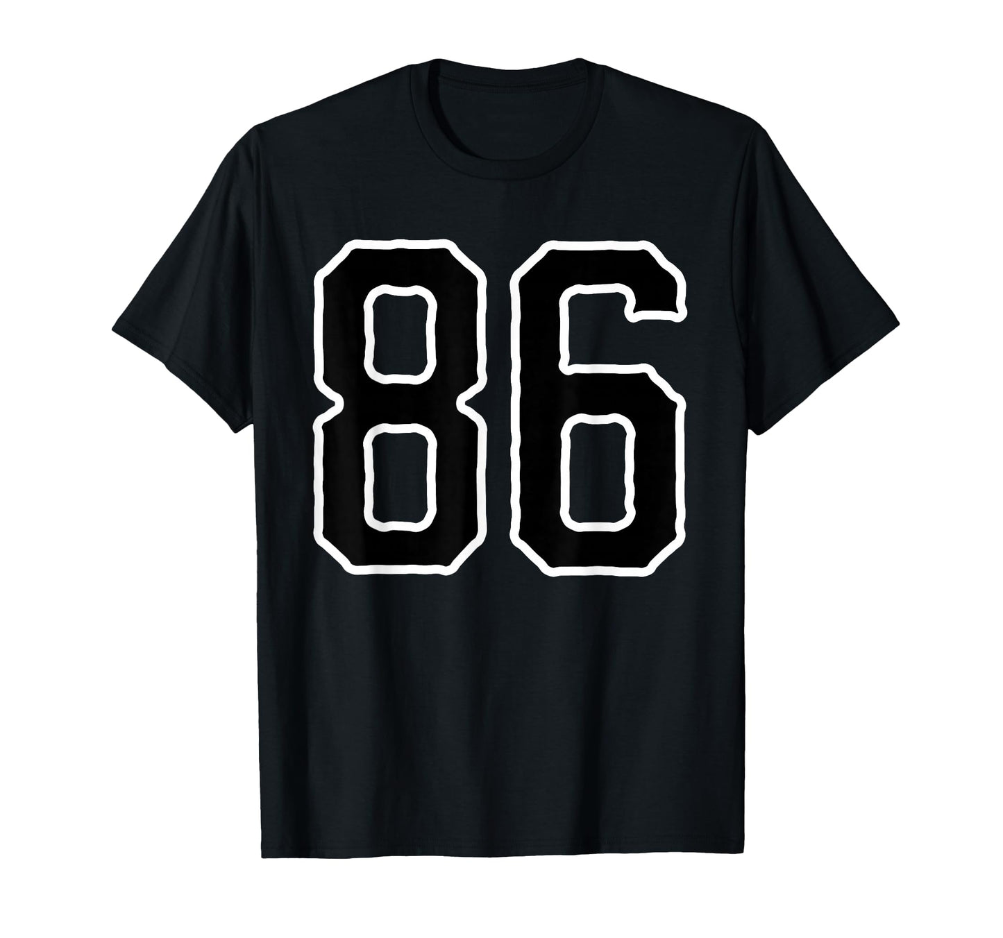 Number 86 White Black Sports Team T-Shirt - Custom Art Print for Adults - T-Shirt, Sweatshirt, Hoodie