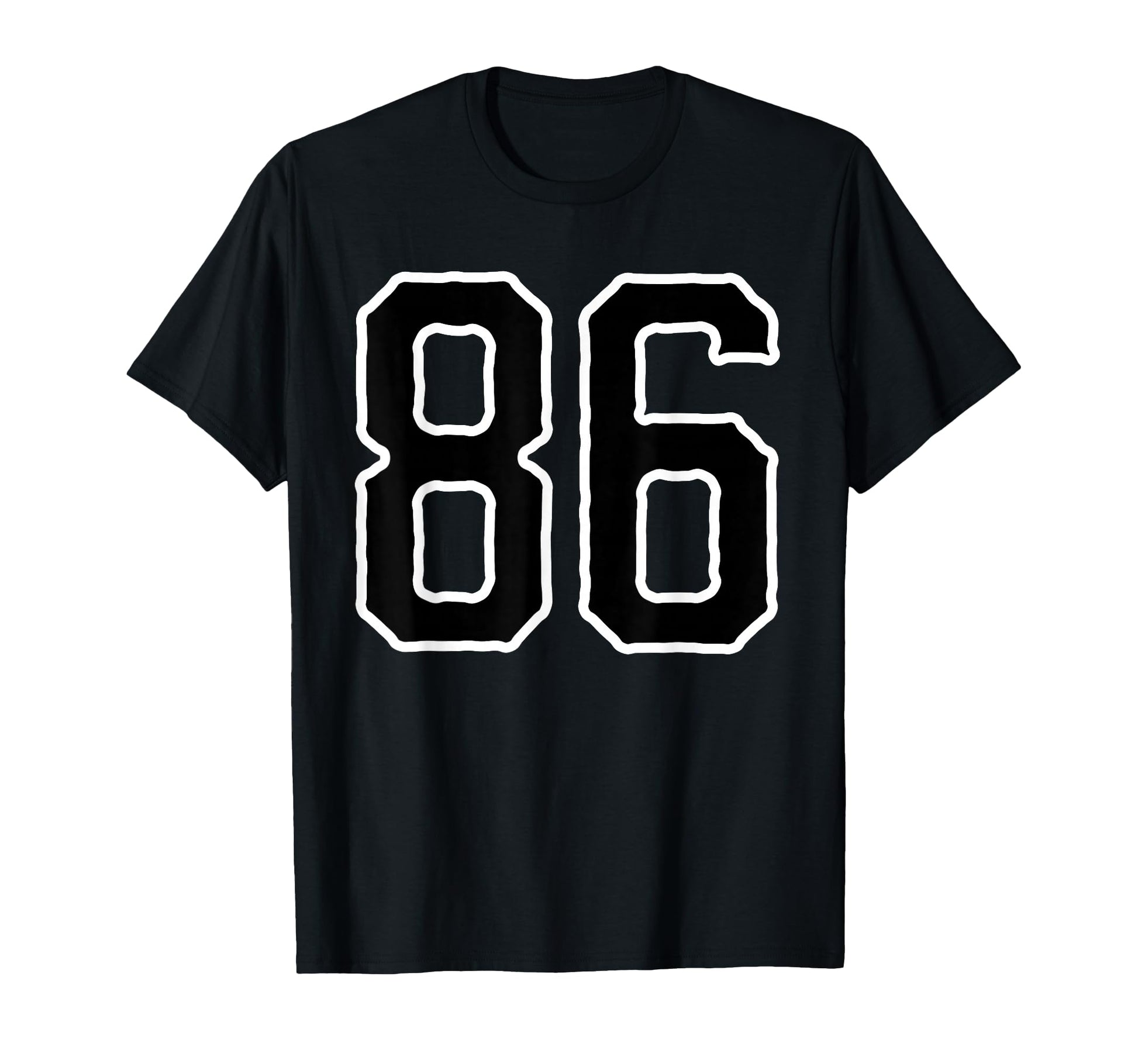 Number 86 White Black Sports Team T-Shirt - Custom Art Print for Adults - T-Shirt, Sweatshirt, Hoodie