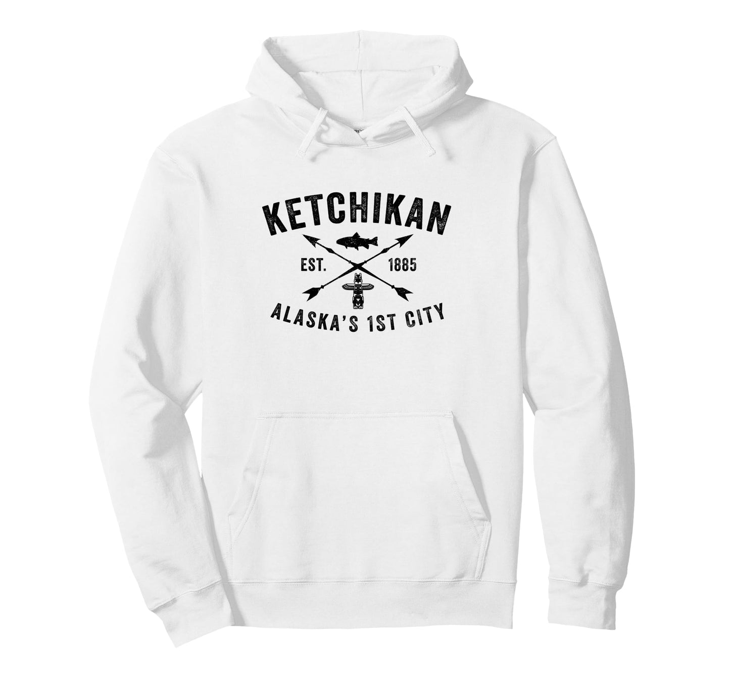 Ketchikan Alaska Usa Fishing Tote Poles Hoodie - Fun Novelty Design Unisex - T-Shirt, Sweatshirt, Hoodie