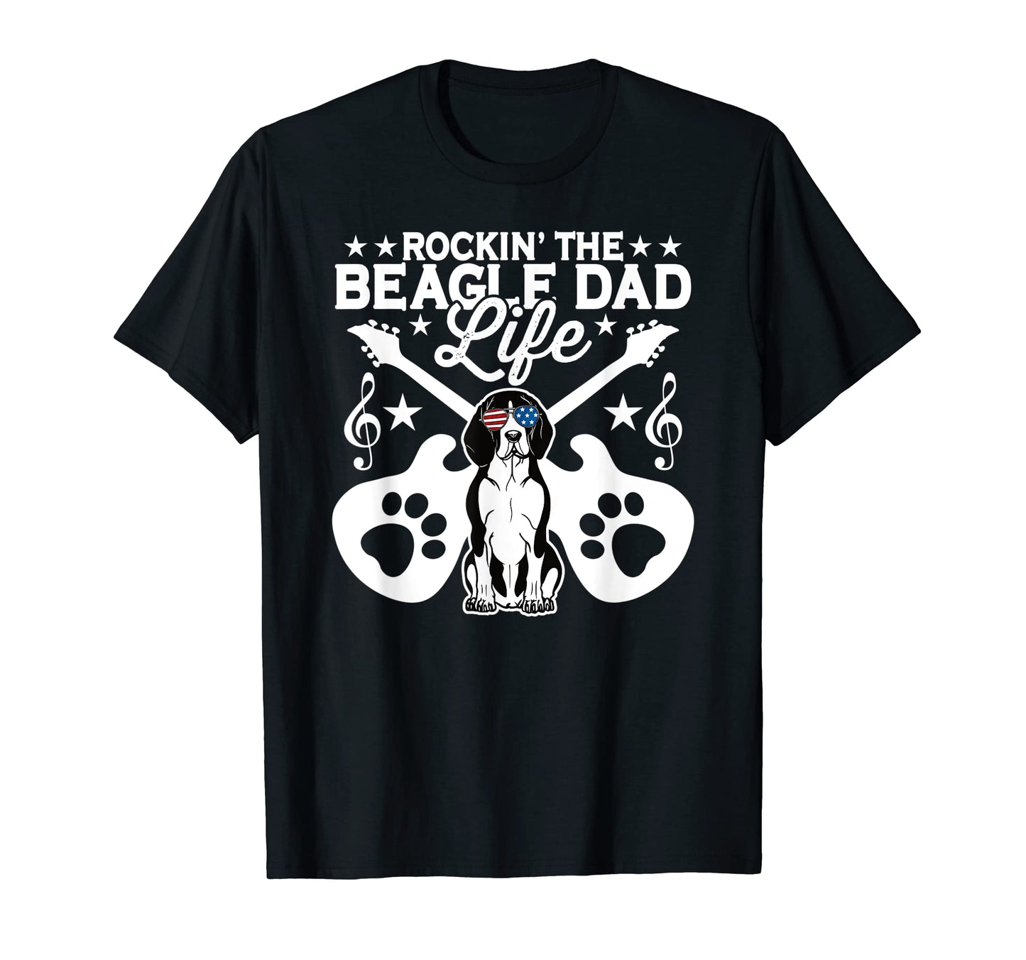 Rockin Beagle Dad Life Dog Lover Guitar T-Shirt - Minimalist Print Unisex - T-Shirt, Sweatshirt, Hoodie