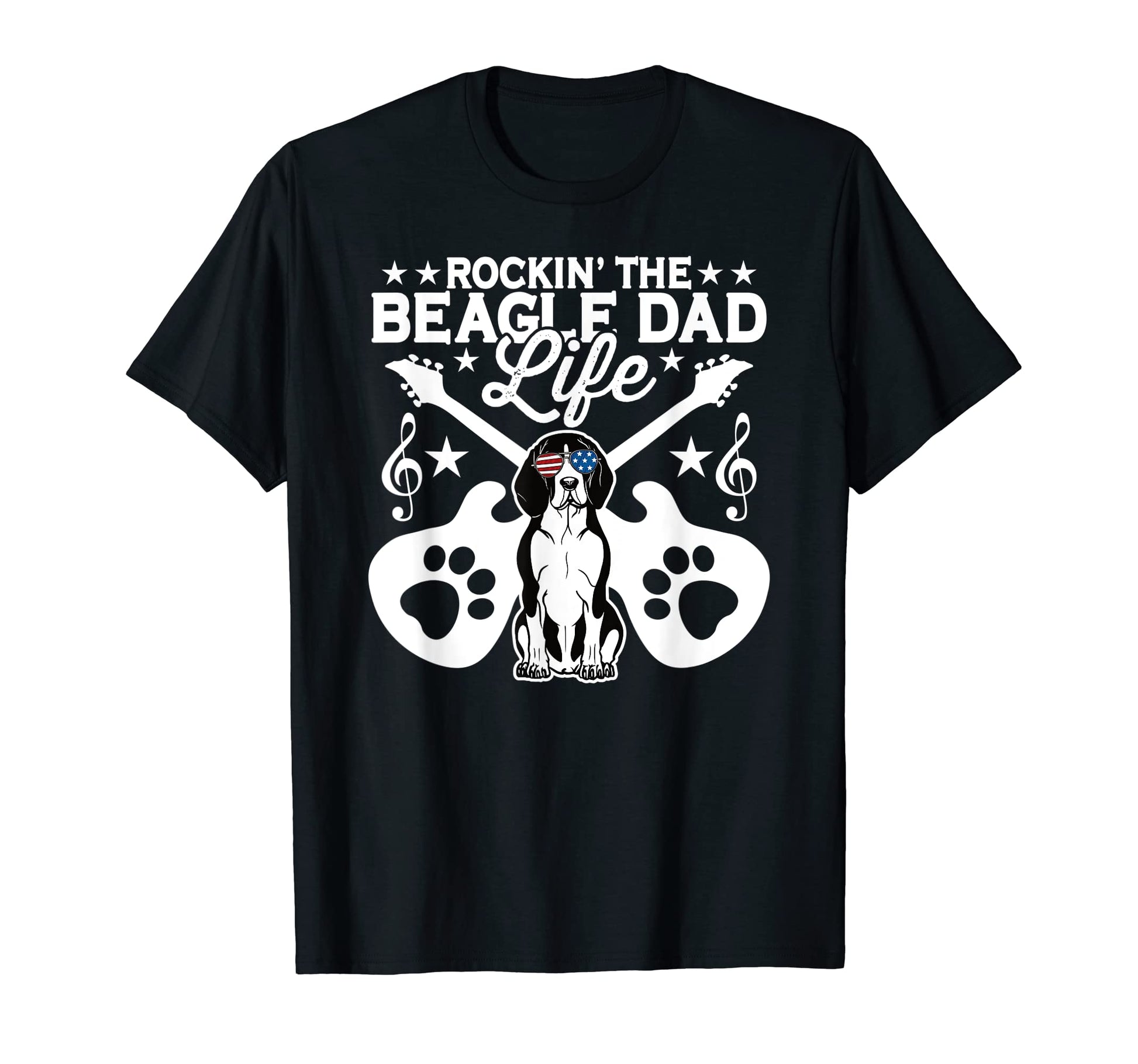 Rockin Beagle Dad Life Dog Lover Guitar T-Shirt - Minimalist Print Unisex - T-Shirt, Sweatshirt, Hoodie