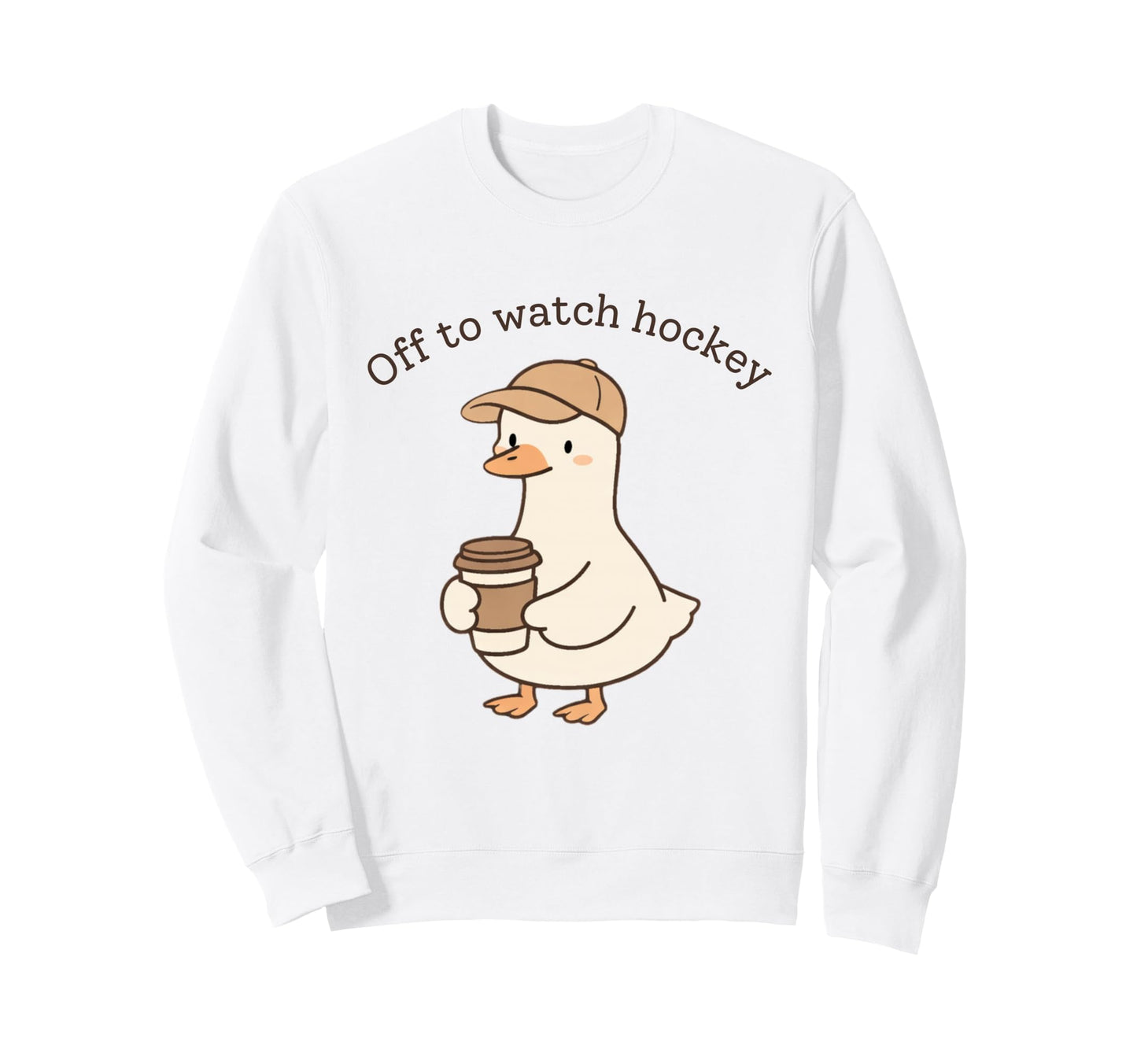 Off To Watch Hockey Goose Funny Sweatshirt - Minimalist Print Unisex - T-Shirt, Sweatshirt, Hoodie