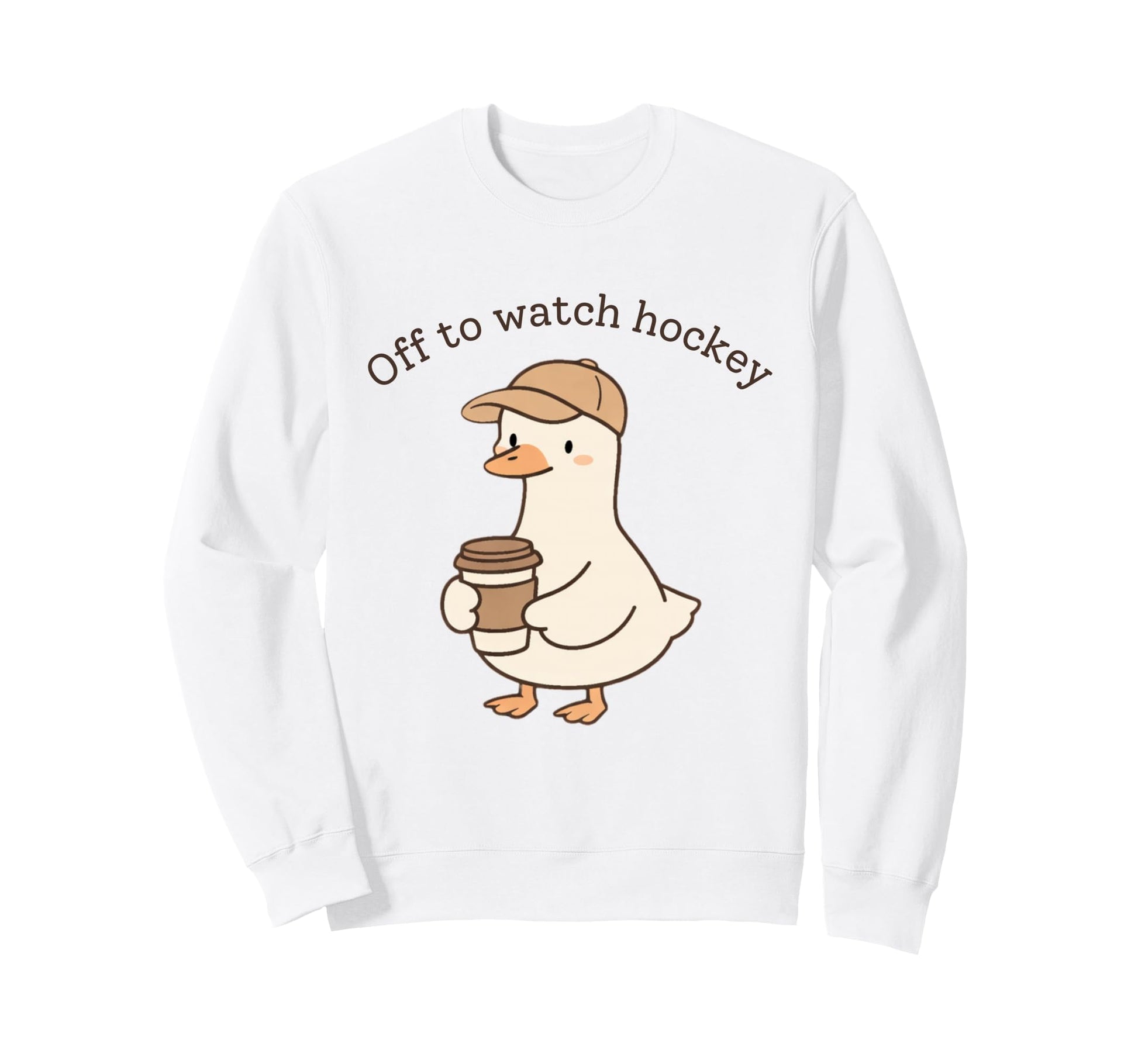 Off To Watch Hockey Goose Funny Sweatshirt - Minimalist Print Unisex - T-Shirt, Sweatshirt, Hoodie
