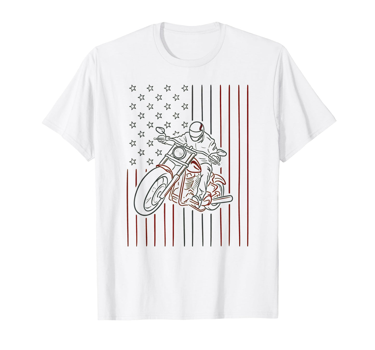 American Flag Motorcycle T-Shirt - Casual Everyday Wear for Adults - T-Shirt, Sweatshirt, Hoodie