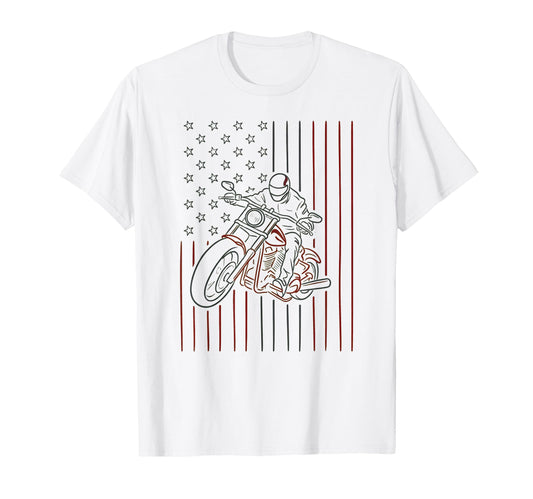 American Flag Motorcycle T-Shirt - Casual Everyday Wear for Adults - T-Shirt, Sweatshirt, Hoodie