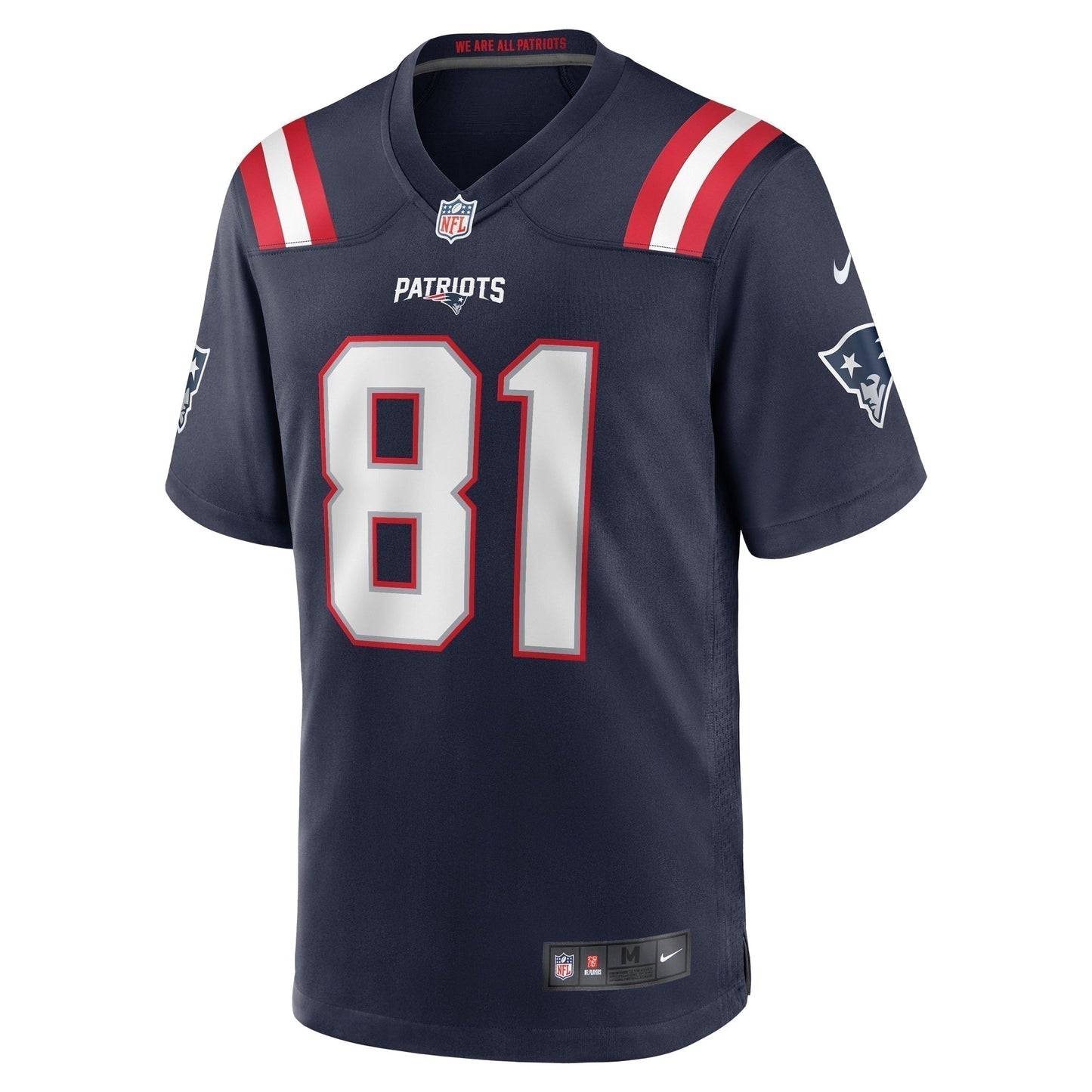 Demario Douglas New England Patriots Game Jersey - Navy football jersey product view 2