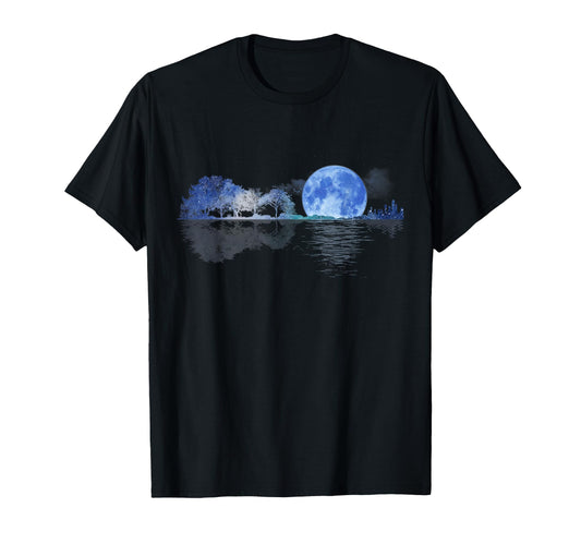 Acoustic Guitar Lake Shadow Nature T-Shirt - Novelty Apparel Men Women - T-Shirt, Sweatshirt, Hoodie