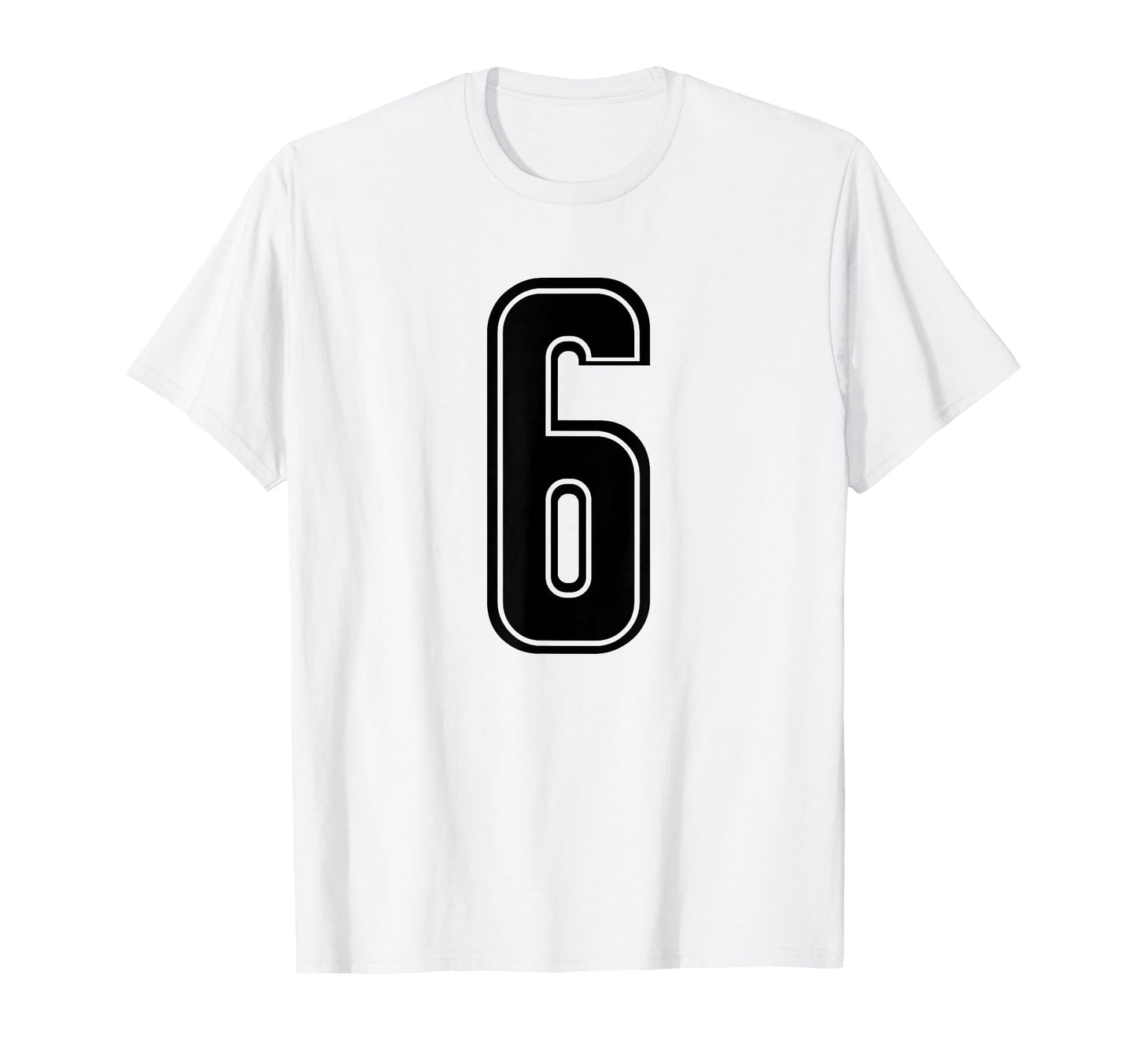 Black Sports Team Number 6 T-Shirt - Graphic Print for Adults - T-Shirt, Sweatshirt, Hoodie