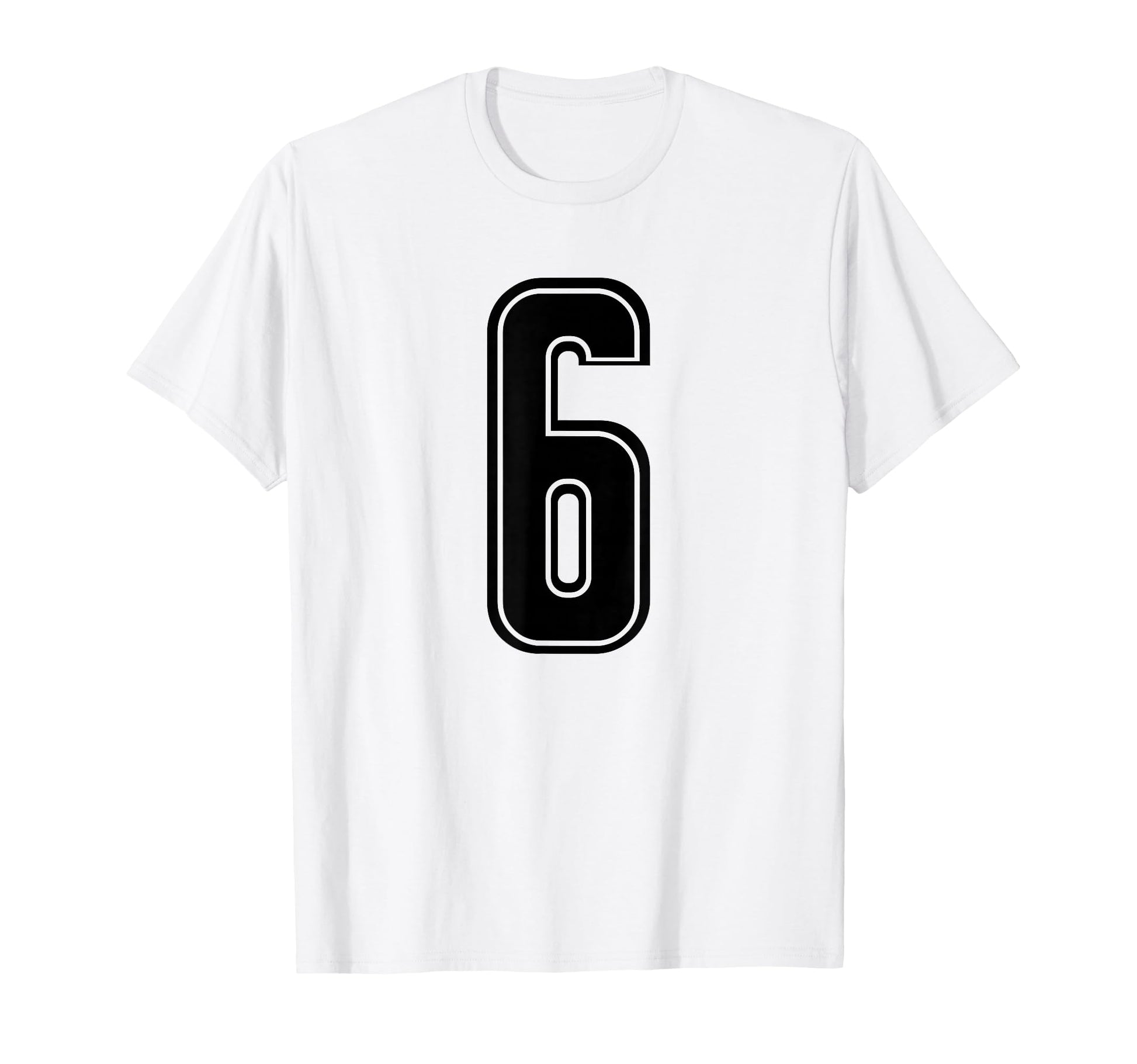 Black Sports Team Number 6 T-Shirt - Graphic Print for Adults - T-Shirt, Sweatshirt, Hoodie