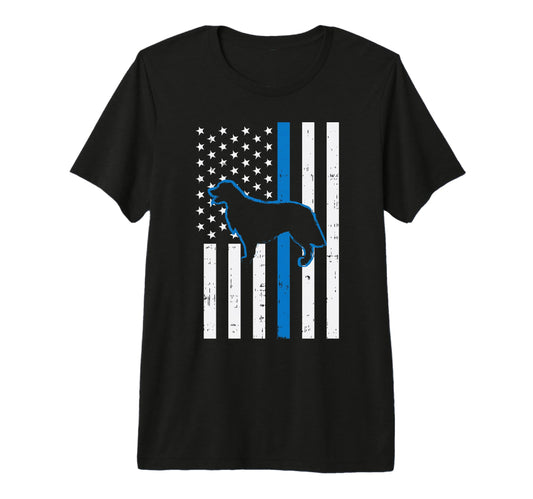 Blue Line Flag Golden Retriever Police Dog T-Shirt - Graphic Print Unisex - T-Shirt, Sweatshirt, Hoodie