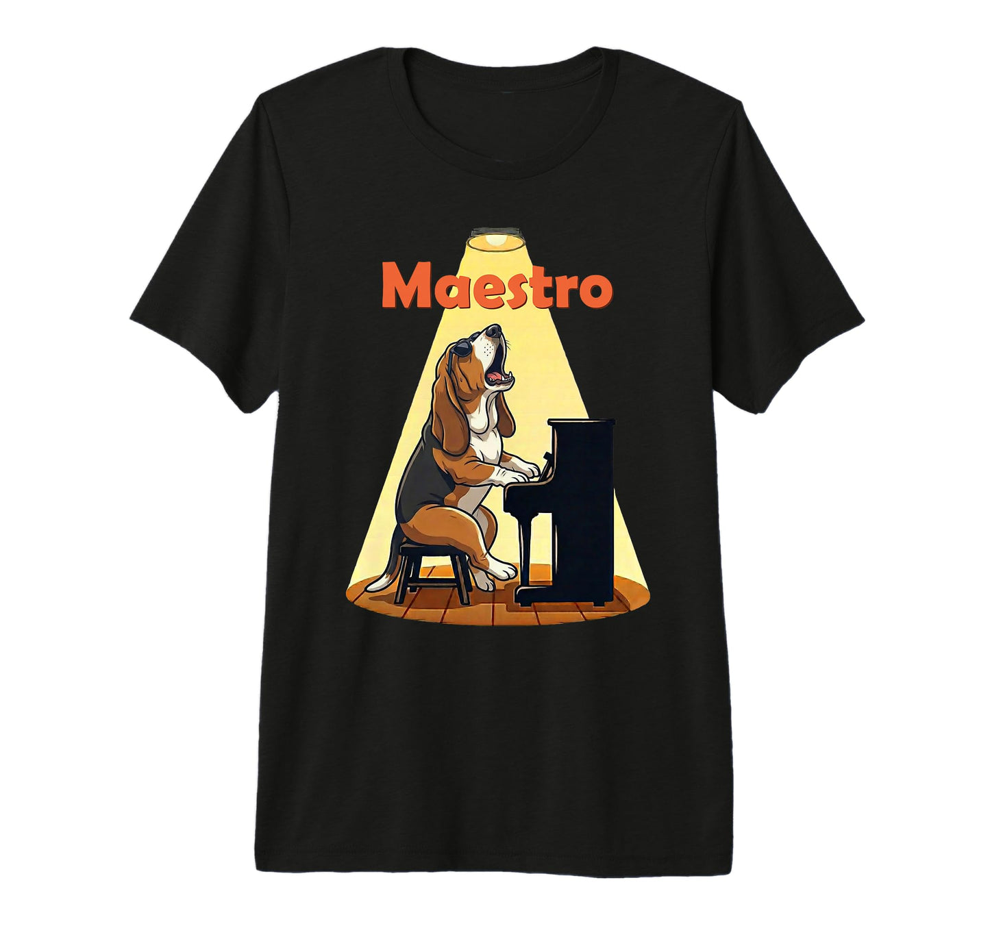 Basset Hound Dog Maestro Playing T-Shirt - Novelty Apparel for Adults - T-Shirt, Sweatshirt, Hoodie