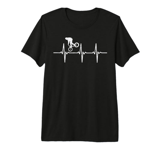 Bmx Bike Biker Heartbeat Racing T-Shirt - Casual Everyday Wear Men Women - T-Shirt, Sweatshirt, Hoodie