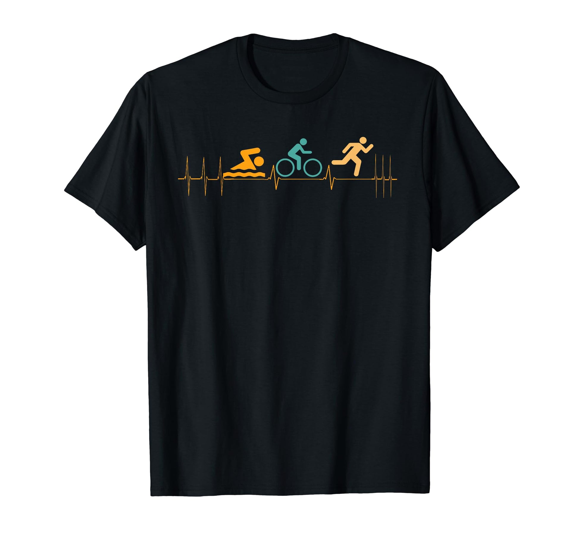 Triathlon Heartbeat Swim Bike Run Dad T-Shirt - Novelty Apparel for Adults - T-Shirt, Sweatshirt, Hoodie