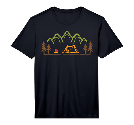 Camping Site Tent Trees Mountain T-Shirt - Graphic Print Unisex - T-Shirt, Sweatshirt, Hoodie
