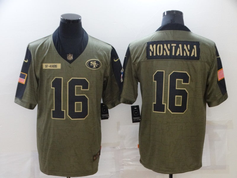 Men's San Francisco 49ers Joe Montana Brown Player Game Jersey football jersey product view 1