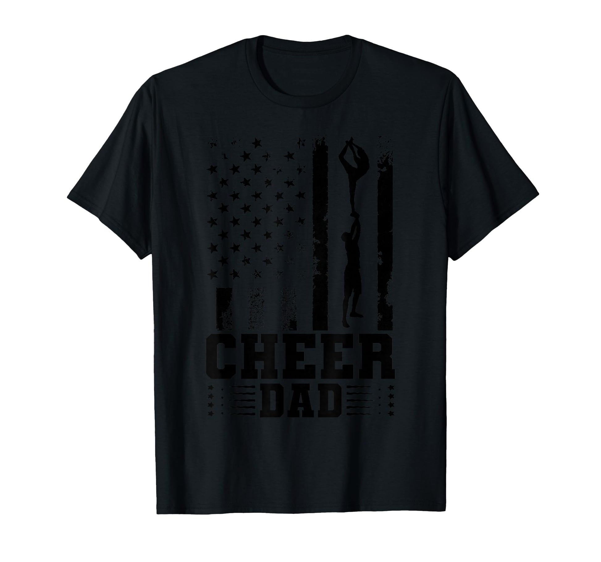 Cheer Dad Cheerleading American Flag T-Shirt - Custom Art Print Unisex - T-Shirt, Sweatshirt, Hoodie