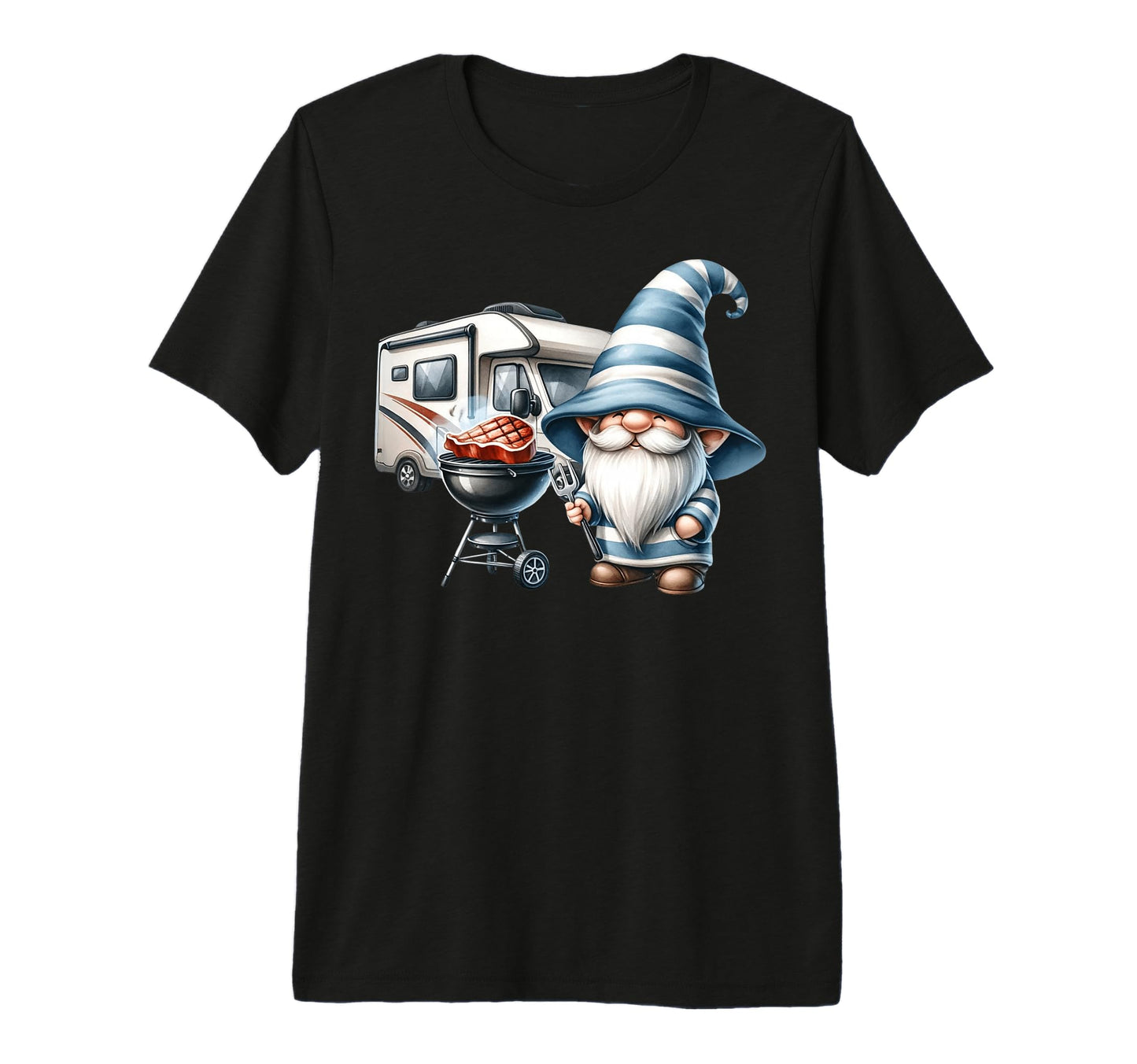 Grilling Dad Funny Camping Gnome Love T-Shirt - Custom Art Print Men Women - T-Shirt, Sweatshirt, Hoodie