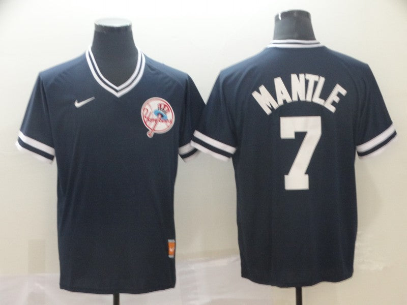 Men's New York Yankees Mickey Mantle Navy Replica Player Jersey baseball jersey product view 1