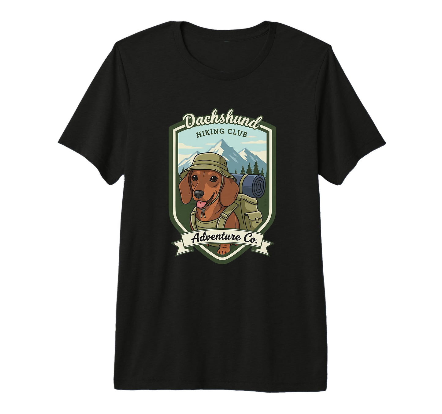 Dachshund Hiking Club Adventure T-Shirt - Casual Everyday Wear Men Women - T-Shirt, Sweatshirt, Hoodie