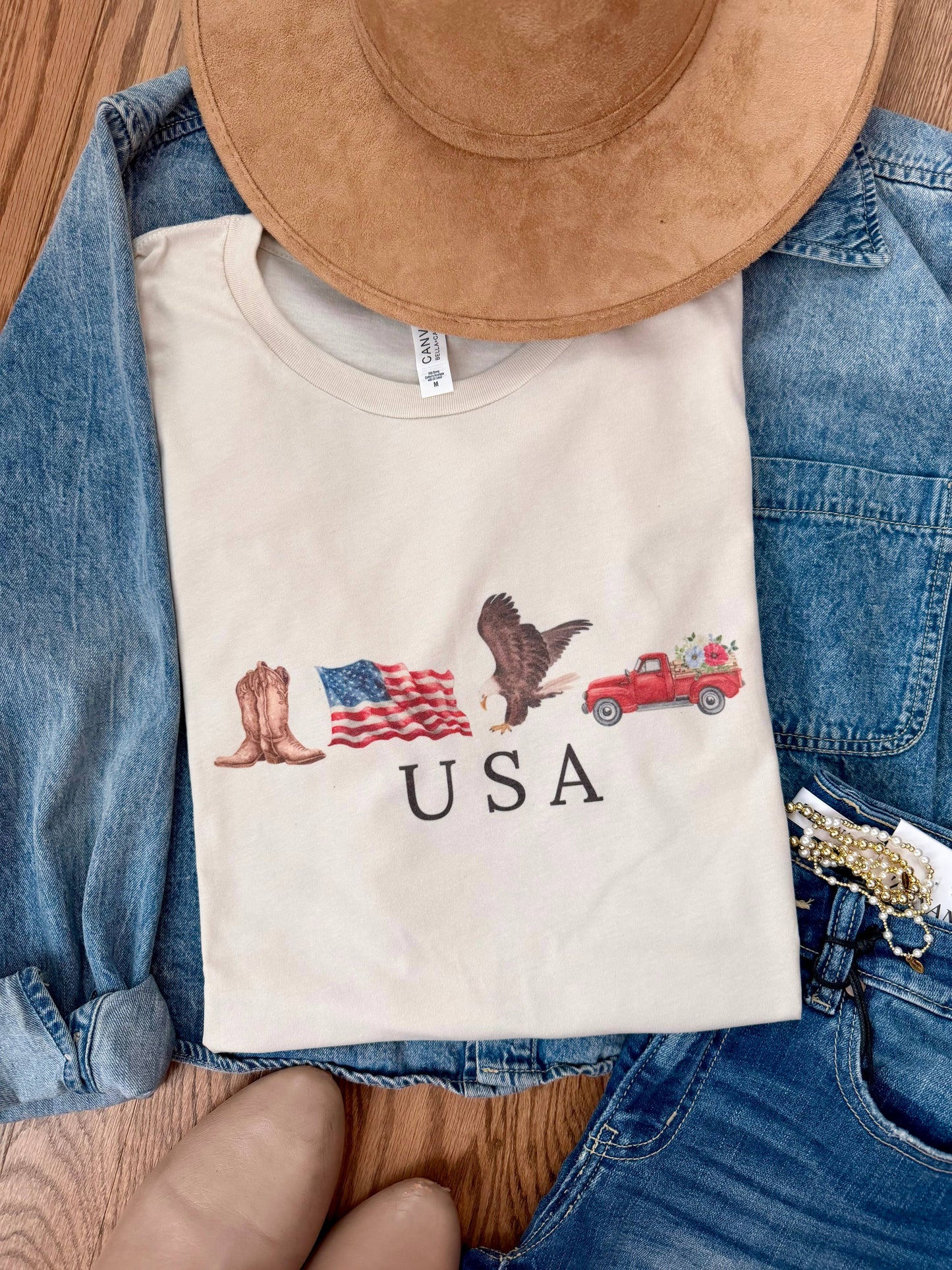 Simple USA Patriotic Graphic Tee Unisex T-shirt, Sweatshirt, Hoodie, Long Sleeve Tee - T-Shirt, Sweatshirt, Hoodie