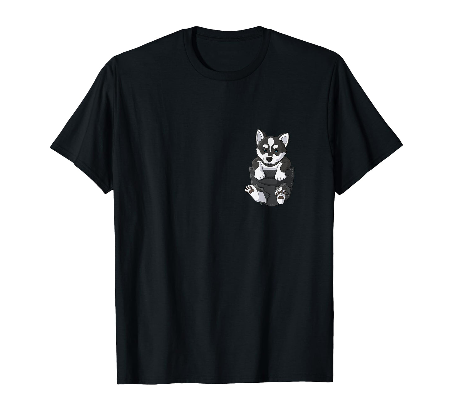 Siberian Husky Chest Pocket Dog T-Shirt - Novelty Apparel Unisex - T-Shirt, Sweatshirt, Hoodie