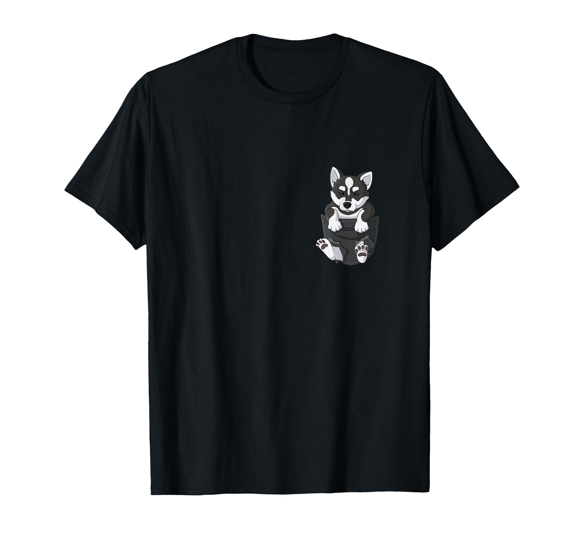 Siberian Husky Chest Pocket Dog T-Shirt - Novelty Apparel Unisex - T-Shirt, Sweatshirt, Hoodie