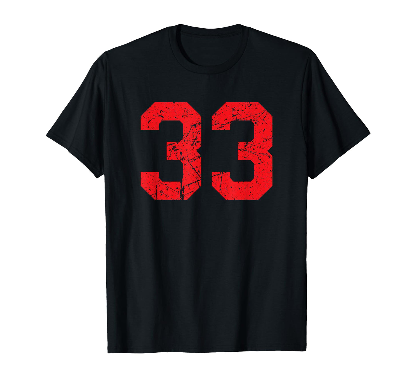 Distressed Red Sports Team Number 33 T-Shirt - Fun Novelty Design Men Women - T-Shirt, Sweatshirt, Hoodie