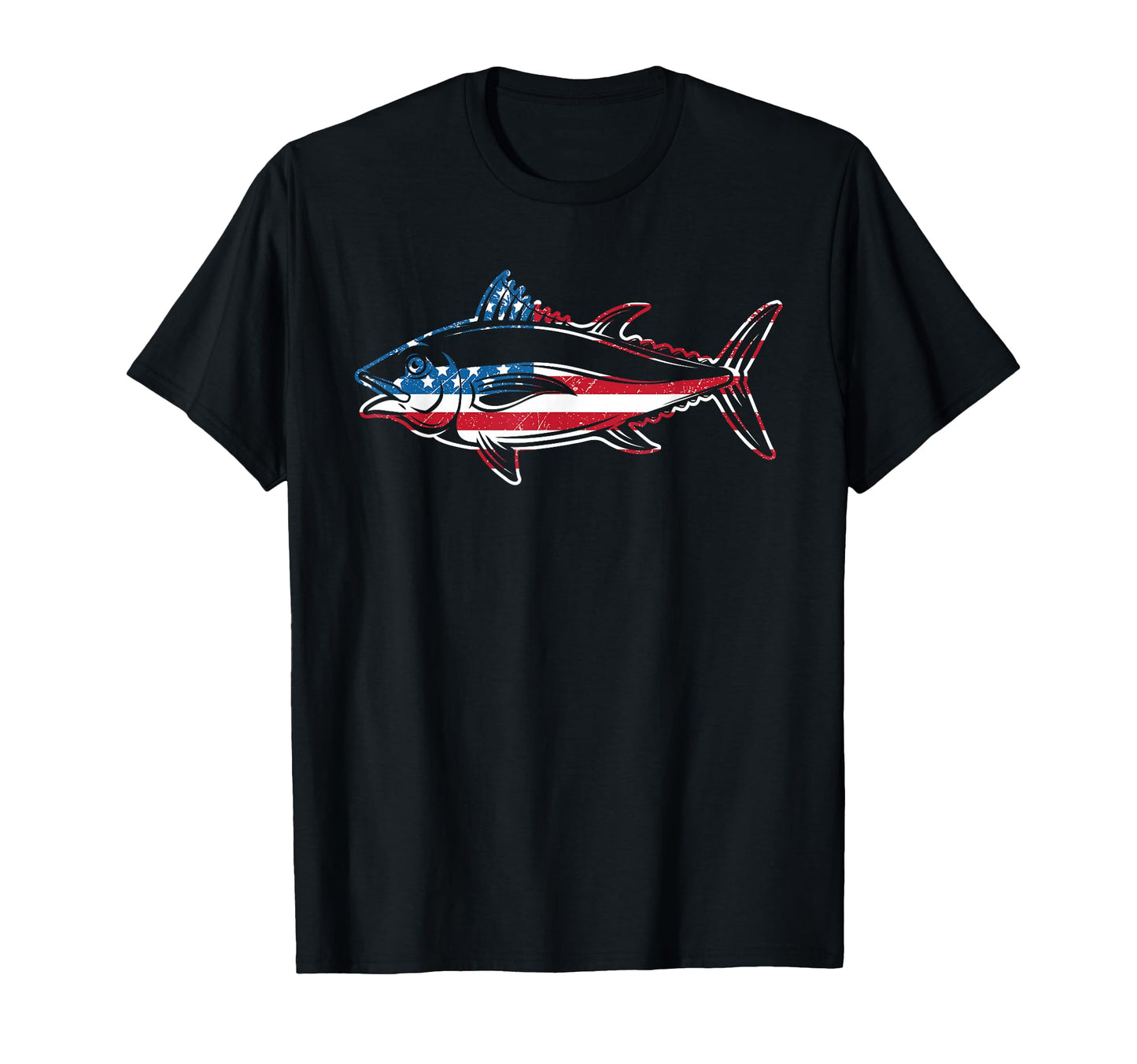 Tuna Fishing American Flag Giant T-Shirt - Minimalist Print Men Women - T-Shirt, Sweatshirt, Hoodie