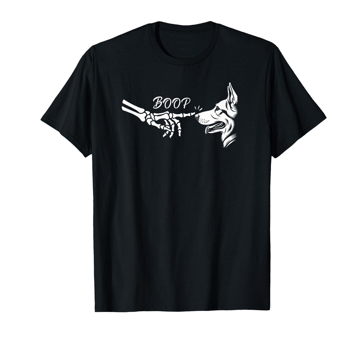 German Shepherd Skeleton Hand Boop T-Shirt - Custom Art Print Unisex - T-Shirt, Sweatshirt, Hoodie