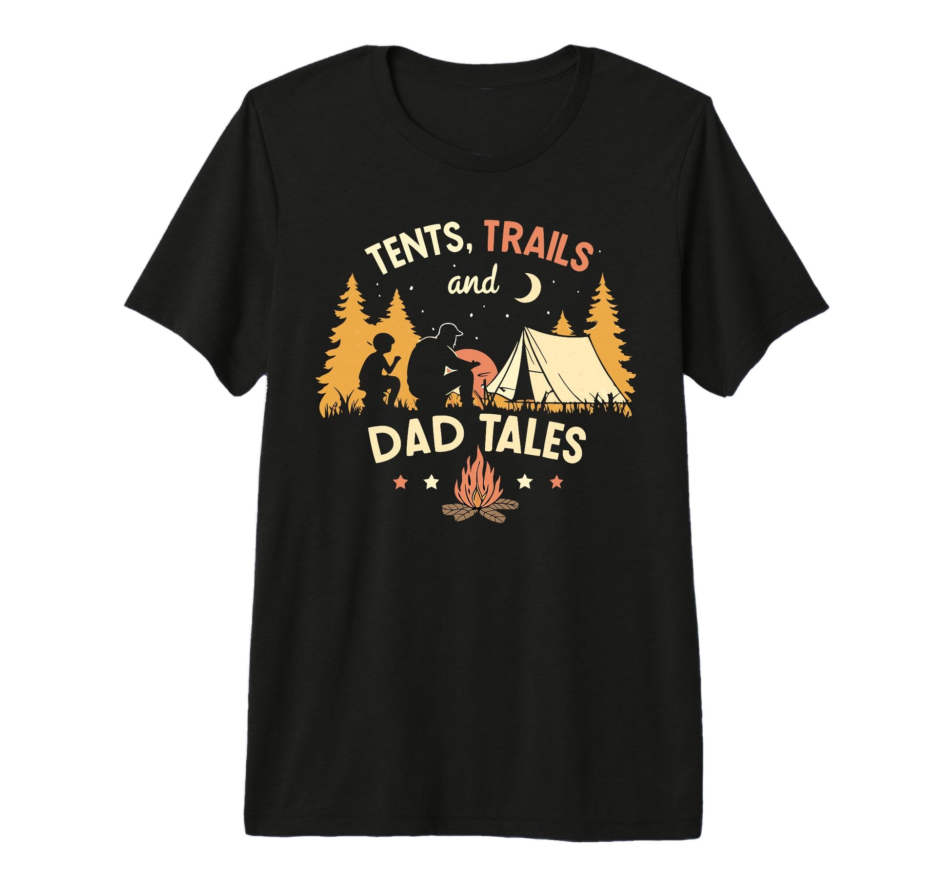 Tents Trails And Dad Tales Family T-Shirt - Minimalist Print Men Women - T-Shirt, Sweatshirt, Hoodie