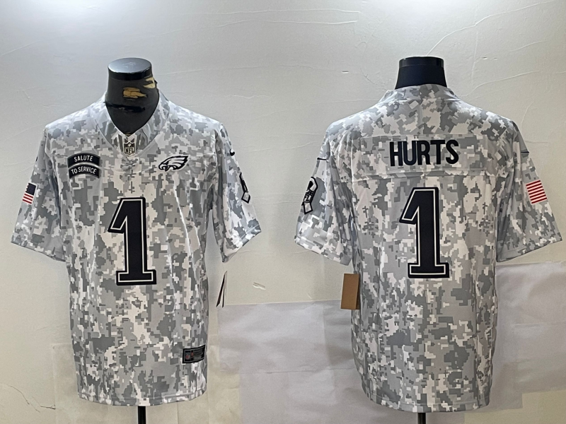 Men's Philadelphia Eagles Jalen Hurts Arctic Camo 2024 Salute to Service Limited Jersey football jersey product view 1