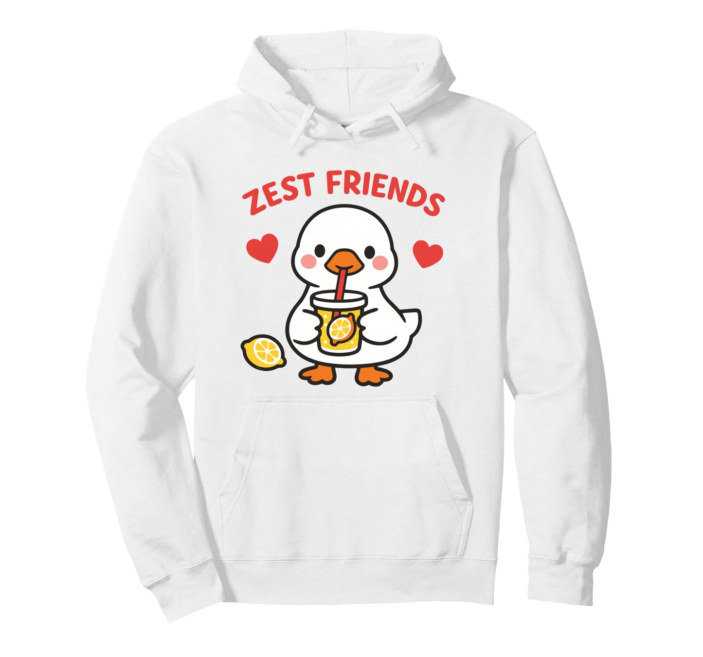 Zest Friends Kawaii Goose Lemon Love Hoodie - Minimalist Print Men Women - T-Shirt, Sweatshirt, Hoodie