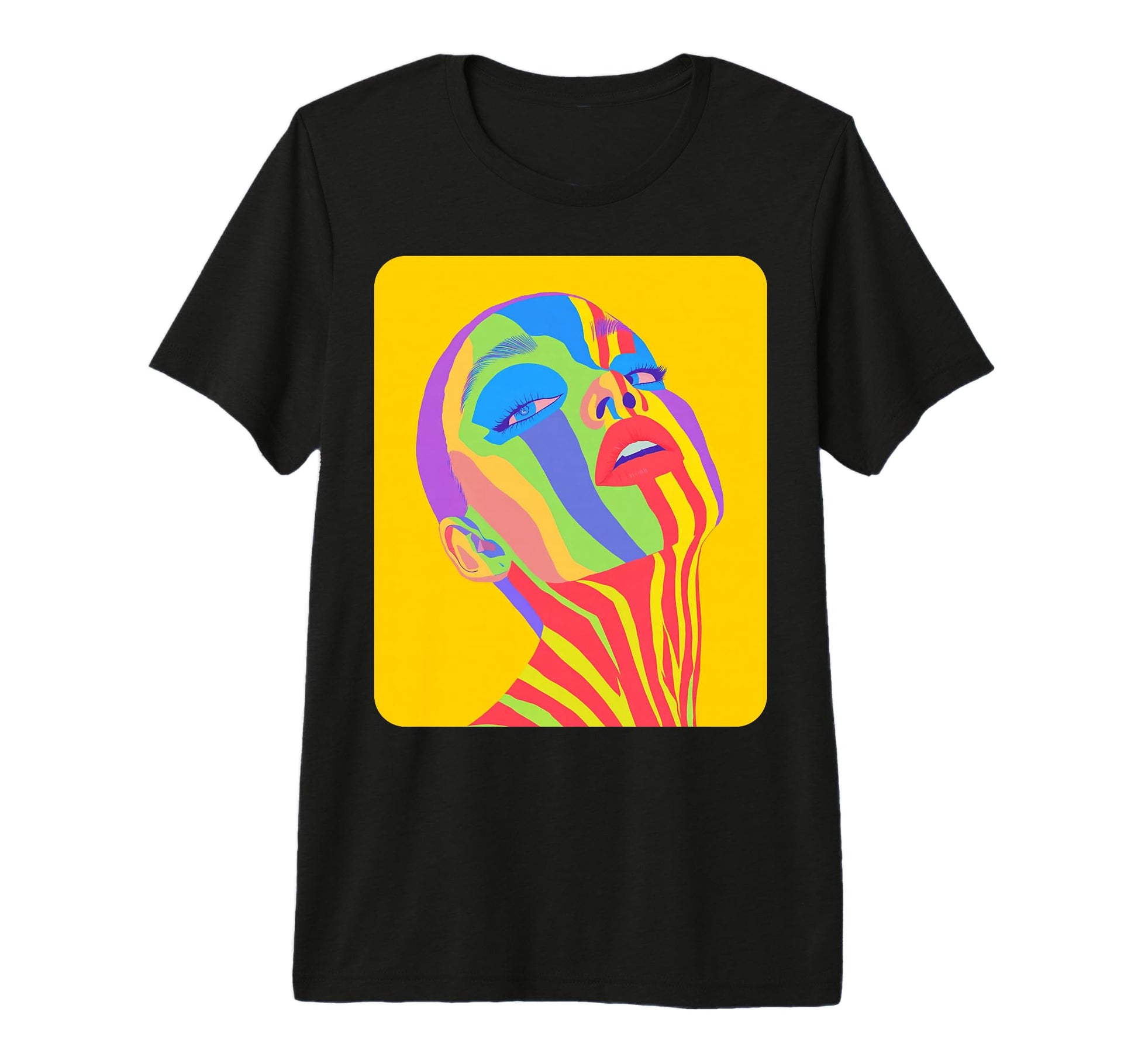 Pop Art Colorful Womens Yellow Tri T-Shirt - Trendy Graphic for Adults - T-Shirt, Sweatshirt, Hoodie
