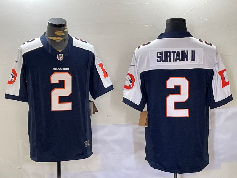 Men's Denver Broncos Patrick Surtain II #2 Navy Player Game Jersey1 football jersey product view 1