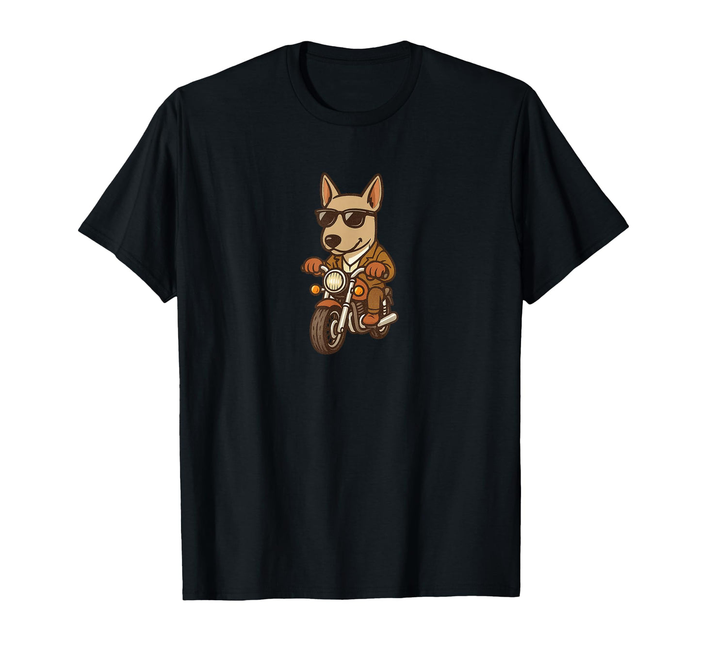 Bull Terrier Riding Motorcycle Funny Dog T-Shirt - Unique Graphic Unisex - T-Shirt, Sweatshirt, Hoodie