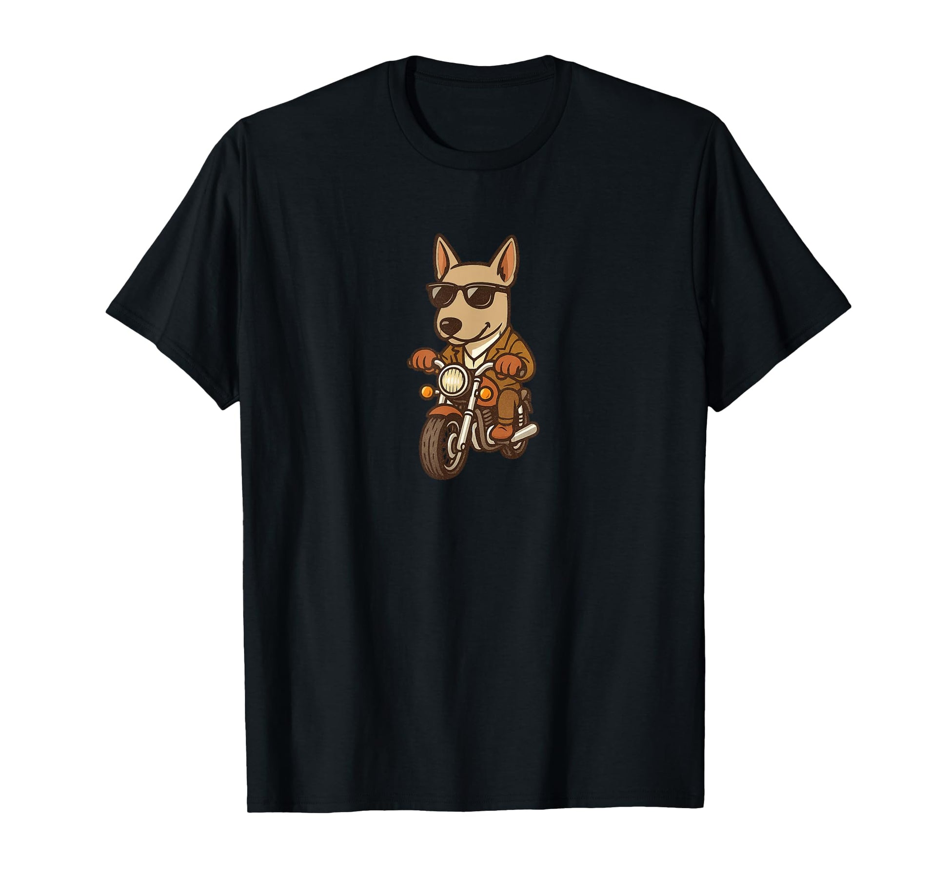 Bull Terrier Riding Motorcycle Funny Dog T-Shirt - Unique Graphic Unisex - T-Shirt, Sweatshirt, Hoodie