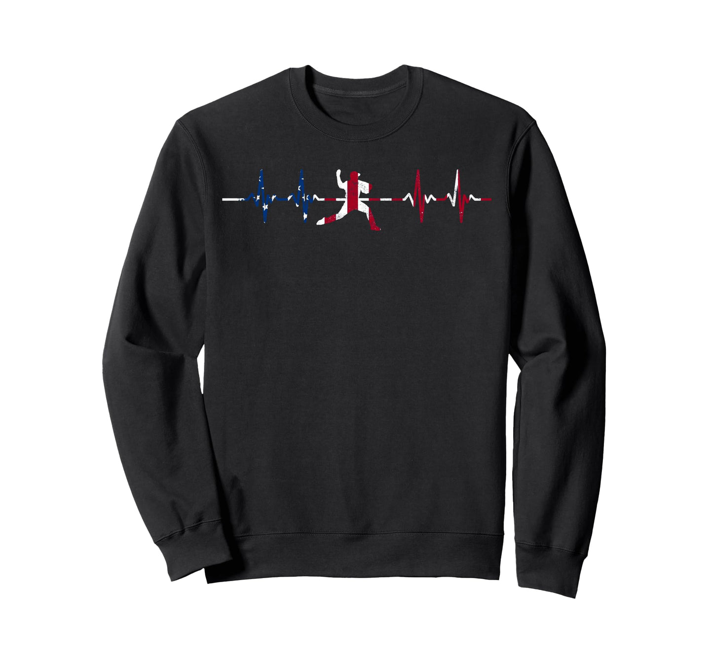 Baseball Heartbeat Us Flag Player Sweatshirt - Streetwear Style Men Women - T-Shirt, Sweatshirt, Hoodie