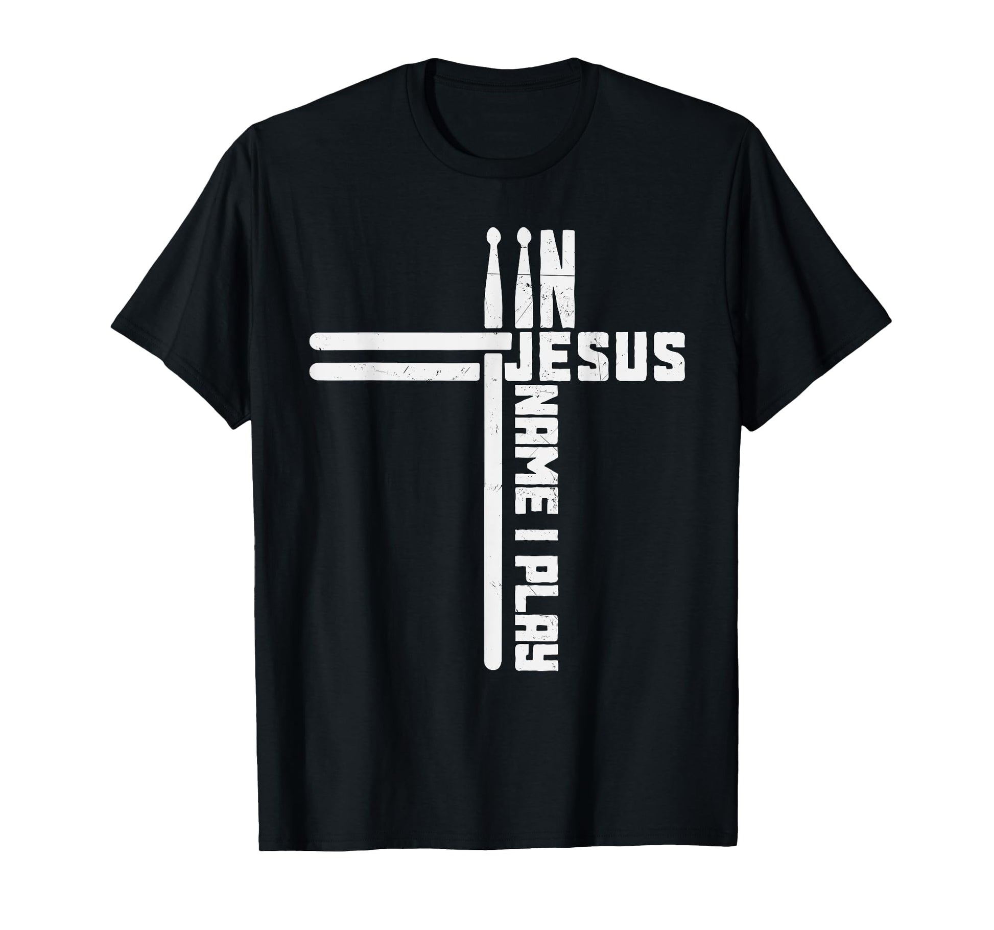Drummer Cross Drumsticks Jesus Name T-Shirt - Aesthetic Graphic Men Women - T-Shirt, Sweatshirt, Hoodie