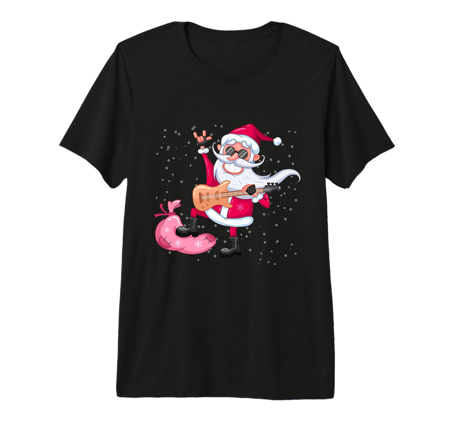 Guitar Musician Holiday Santa T-Shirt - Casual Everyday Wear Men Women - T-Shirt, Sweatshirt, Hoodie