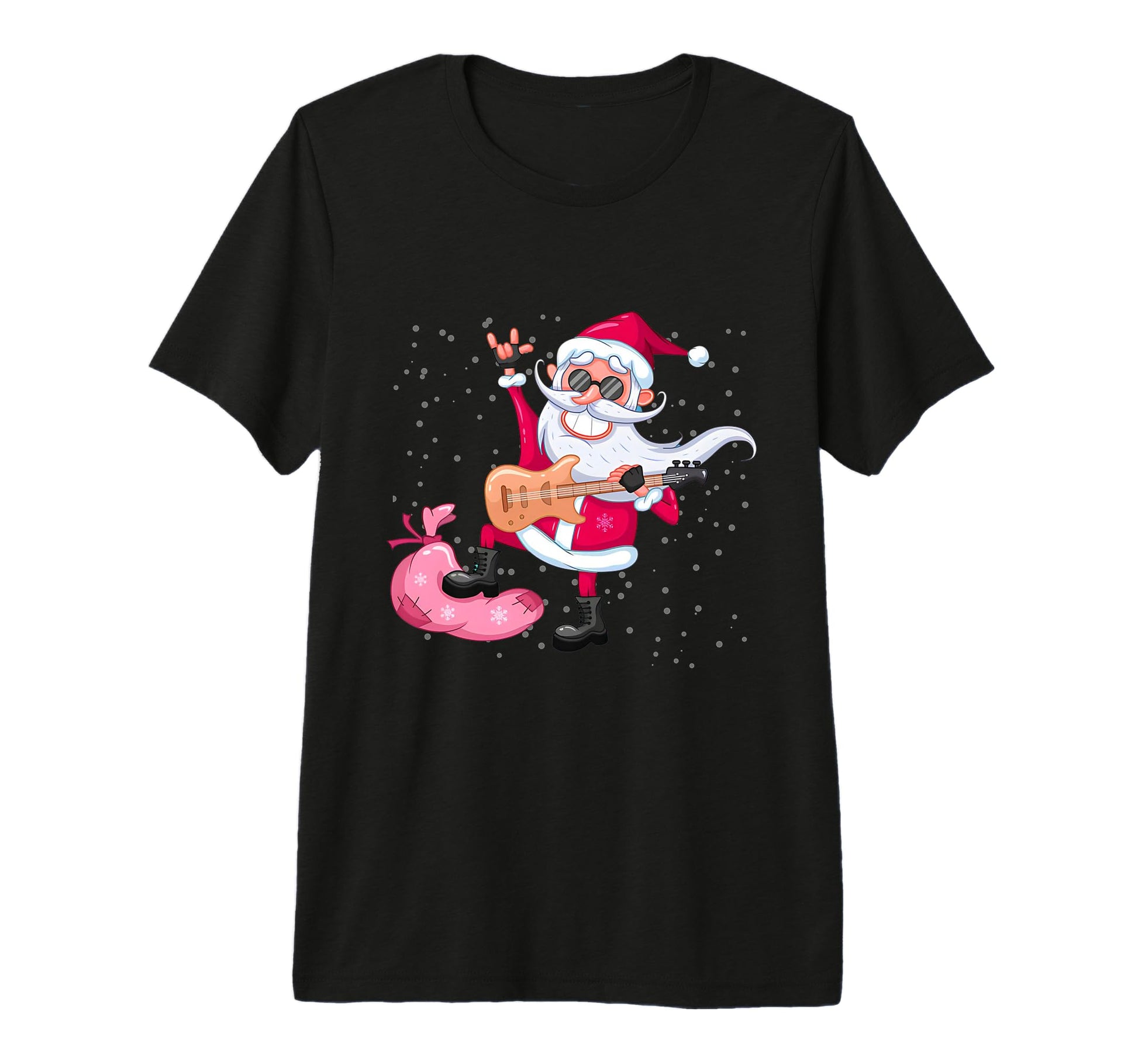Guitar Musician Holiday Santa T-Shirt - Casual Everyday Wear Men Women - T-Shirt, Sweatshirt, Hoodie