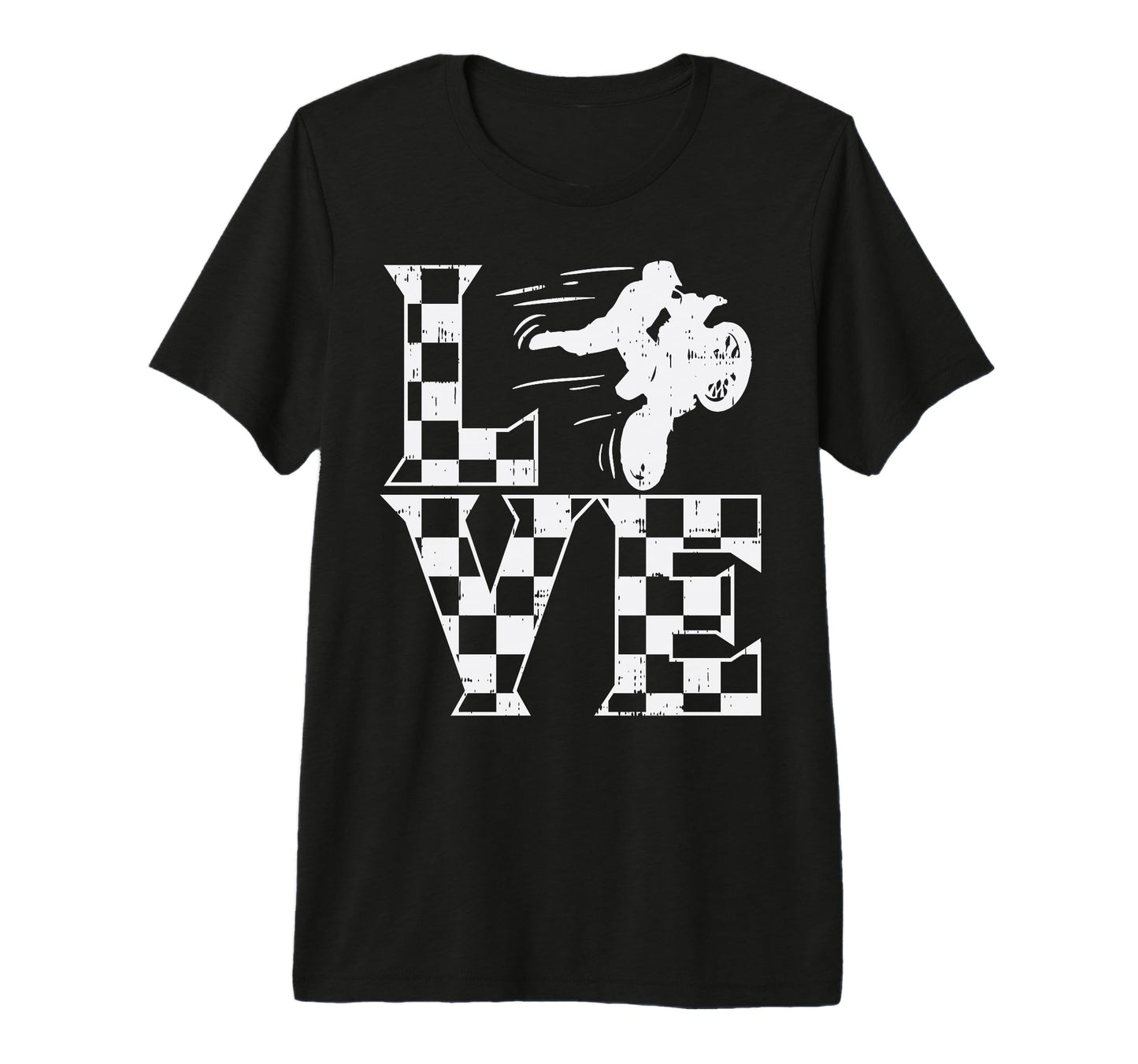 Love Dirt Bike Checkered Flag T-Shirt - Fun Novelty Design Unisex - T-Shirt, Sweatshirt, Hoodie