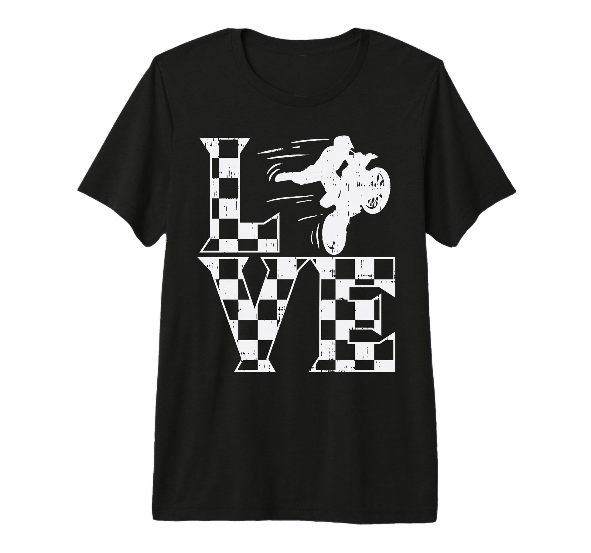 Love Dirt Bike Checkered Flag T-Shirt - Fun Novelty Design Unisex - T-Shirt, Sweatshirt, Hoodie