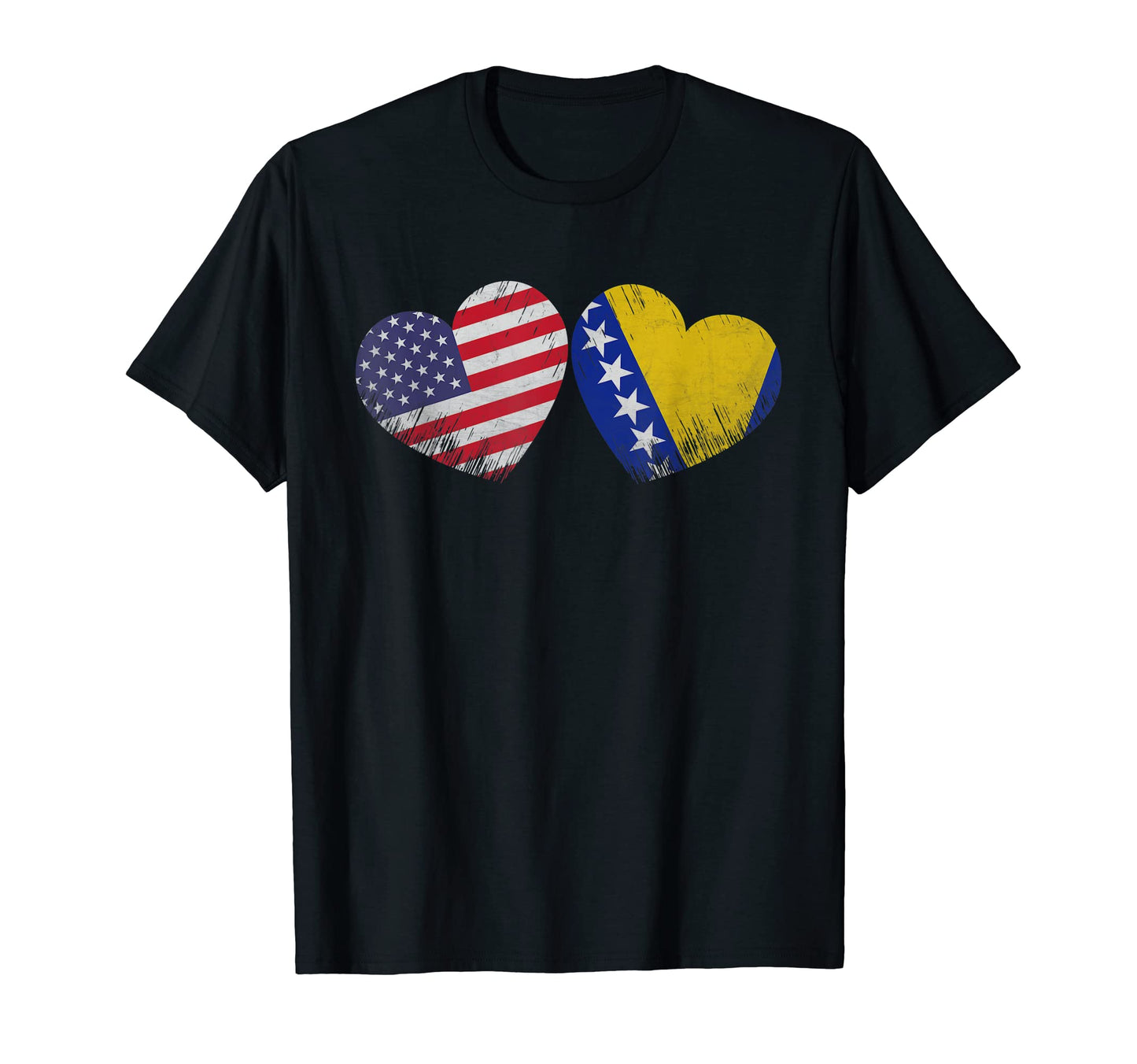 Heart Bosnian American Flag T-Shirt - Streetwear Style for Adults - T-Shirt, Sweatshirt, Hoodie
