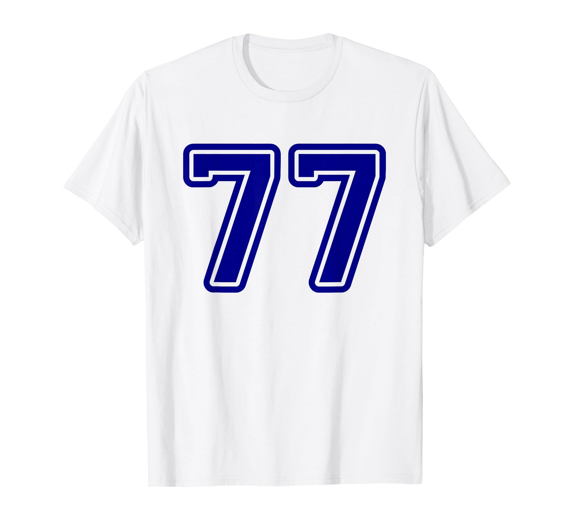 Number 77 Blue Sports Team Varsity T-Shirt - Fun Novelty Design Men Women - T-Shirt, Sweatshirt, Hoodie