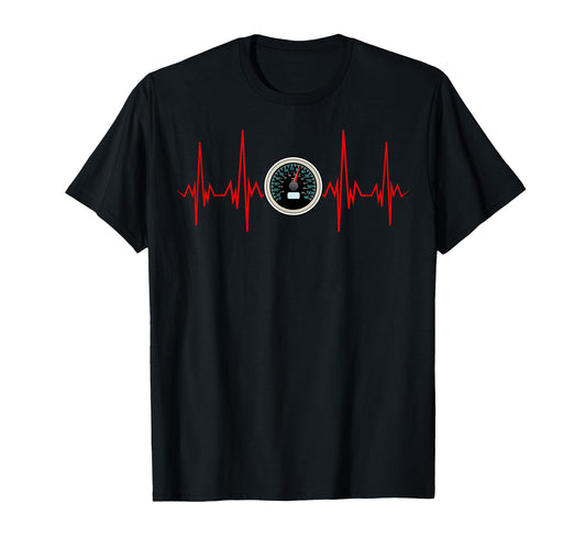 Car Speedometer Heartbeat Race Car T-Shirt - Graphic Print Men Women - T-Shirt, Sweatshirt, Hoodie