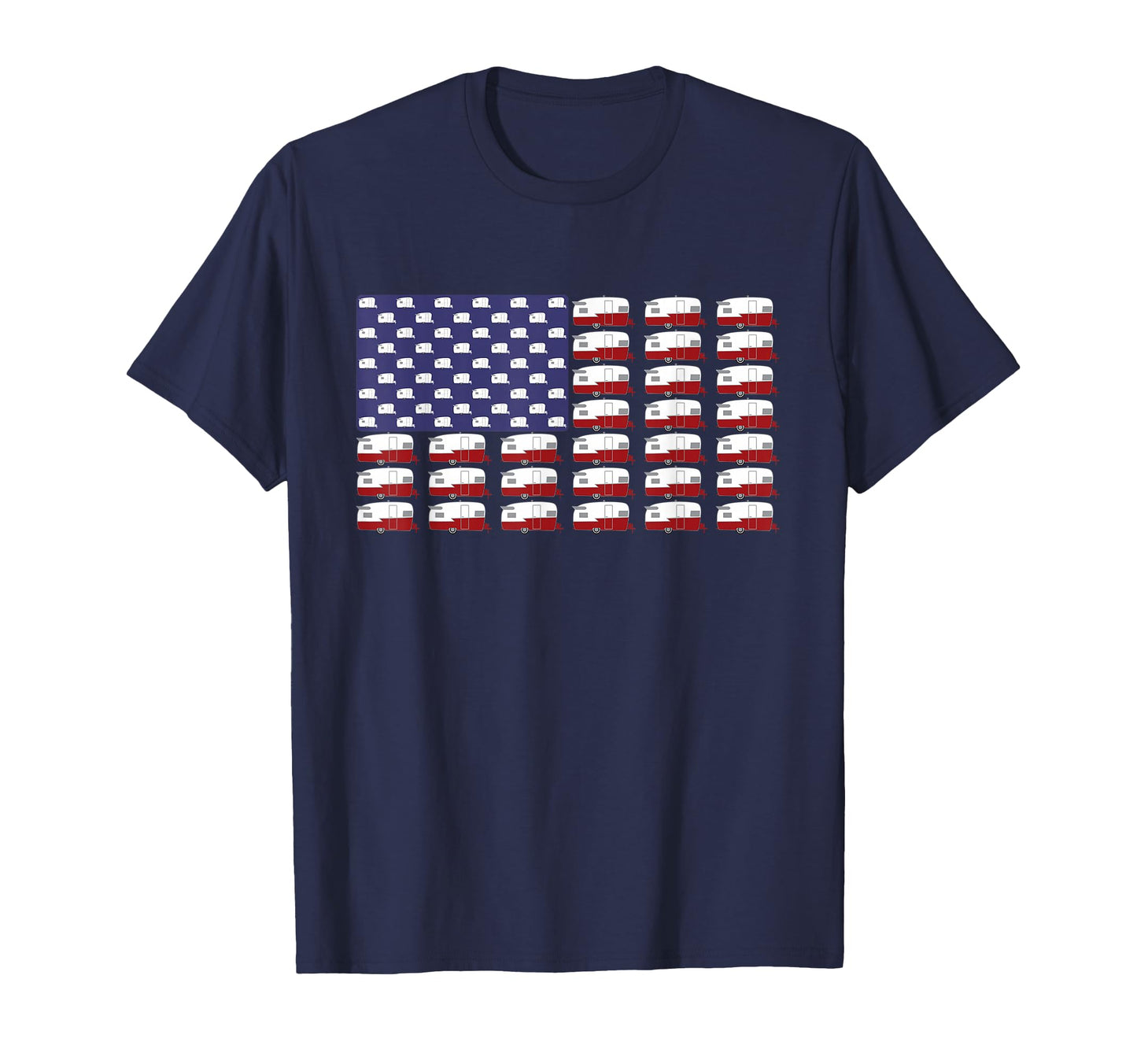 Rv Camper Trailer American Flag T-Shirt - Aesthetic Graphic Men Women - T-Shirt, Sweatshirt, Hoodie